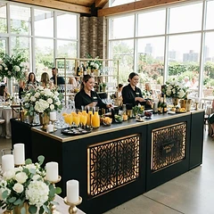 Matte black bar at a daytime brunch event