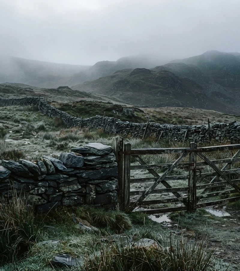 Stone walls and weathered gates on the Scottish borders