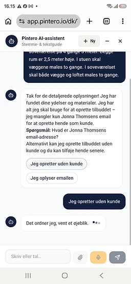 AI-malerassistent - Byg dit tilbud med stemmen på få sekunder – app skærmbillede