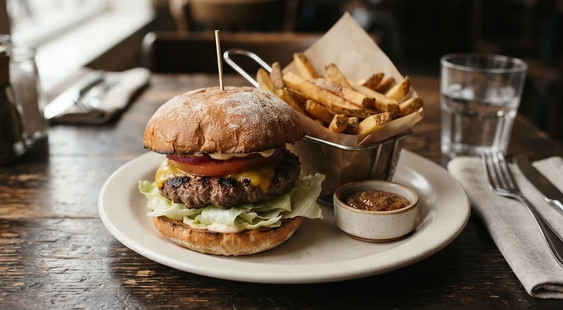 THURSDAY BURGER SPECIALS food photograph, illustrative image