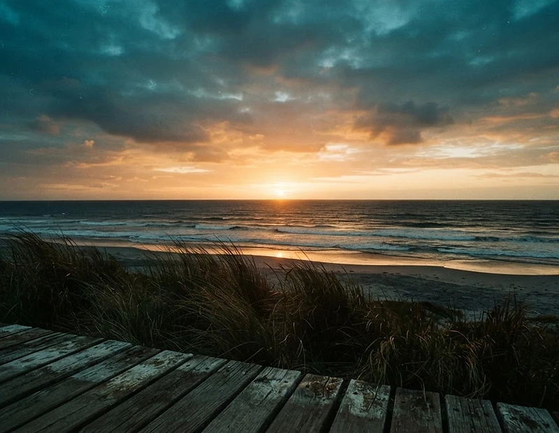 Golden sunset over Melkbosstrand and the Atlantic