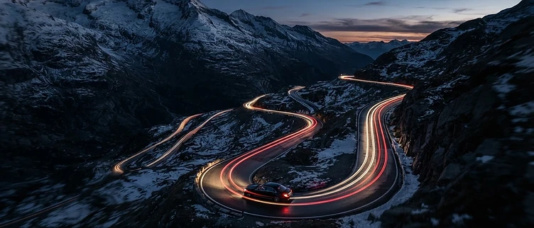 Fleet on alpine road