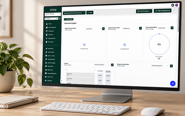 An operational CRM dashboard showing lead flow, stages and team visibility.