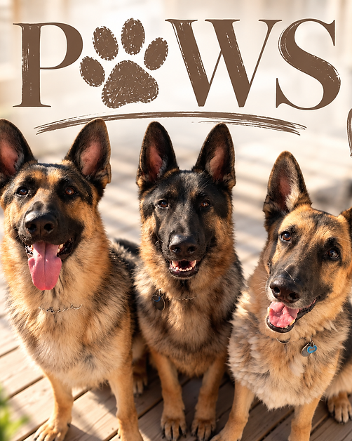 PAWS — three German Shepherds supporting local animal wellbeing