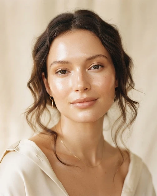 Woman with luminous glowing skin