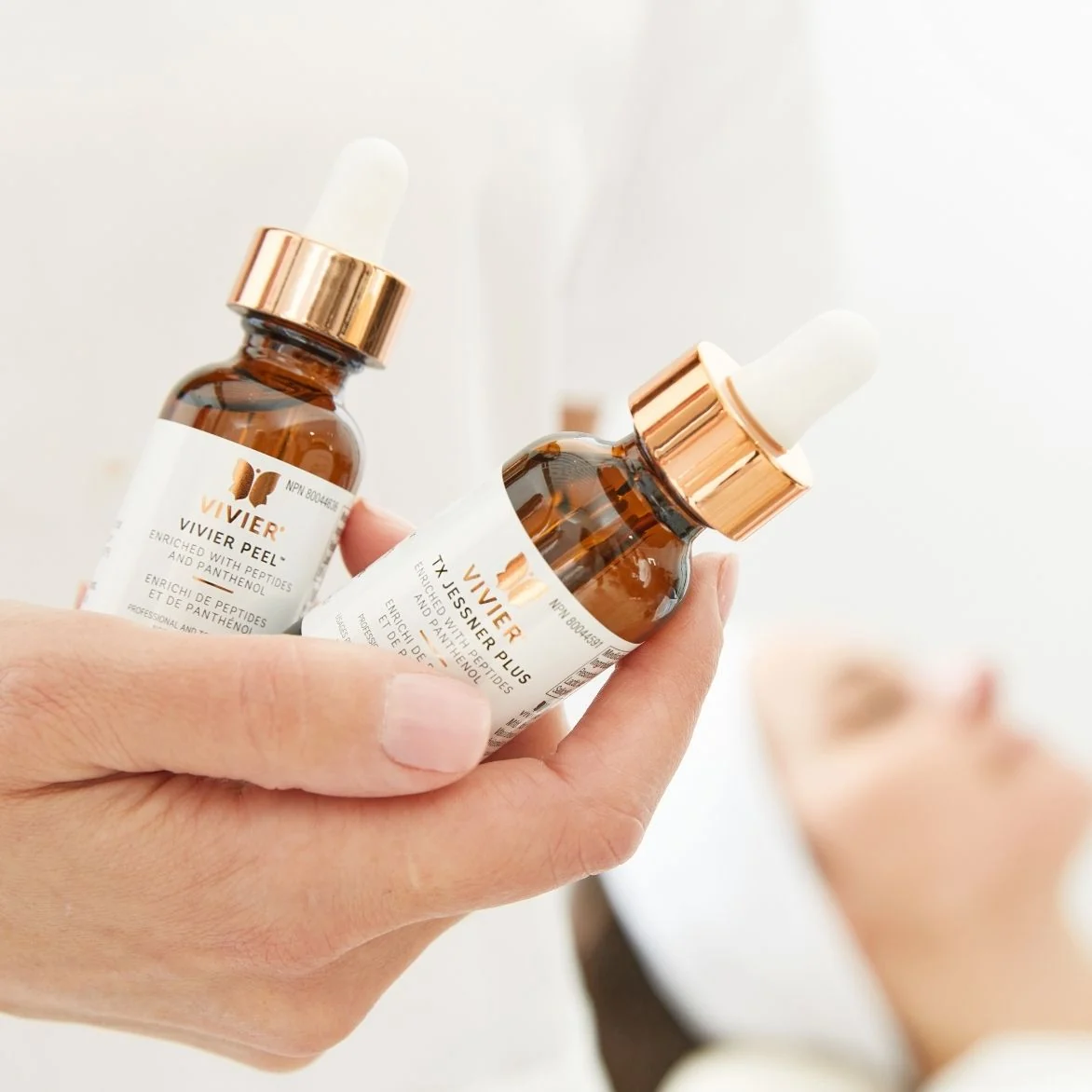 Vivier Peel and TX Jessner Plus professional chemical peel bottles