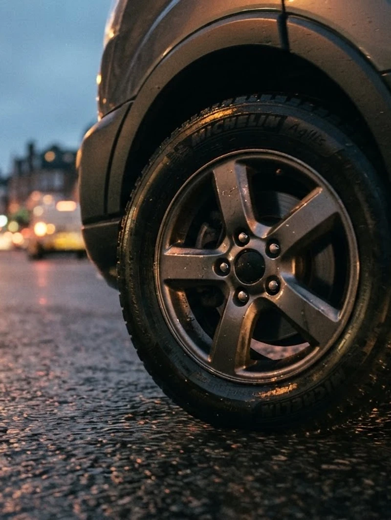 Mobile tyre fitting van on Green Lanes at dusk
