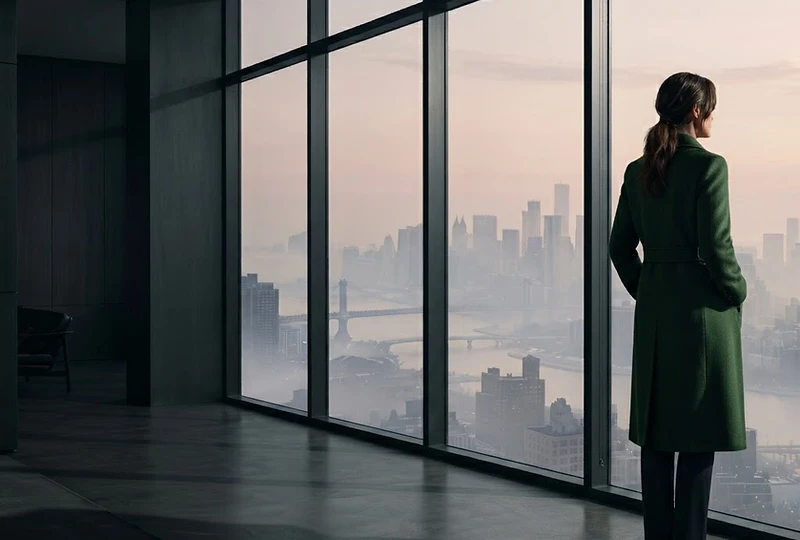A woman leader reflecting quietly at her desk