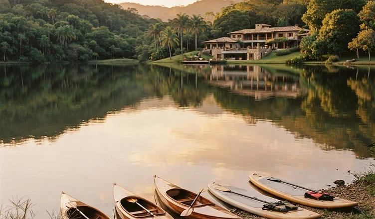 Lago da Essenzza Villa ao entardecer