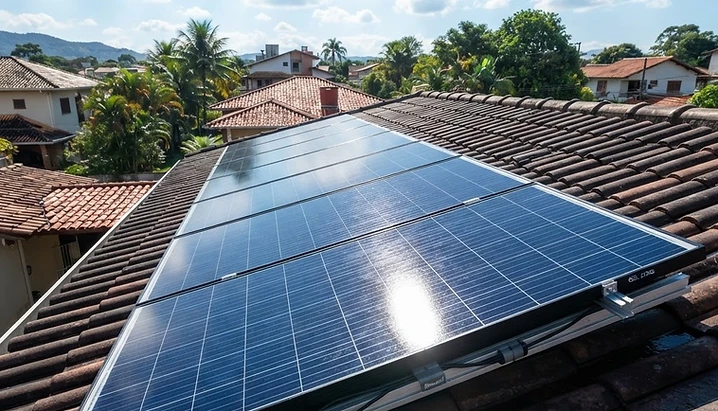 Painéis solares limpos depois da manutenção