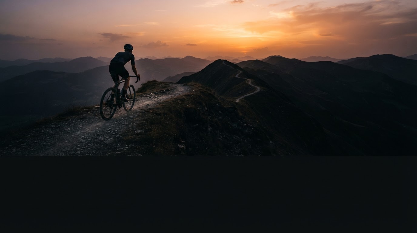 Cyclist riding at sunset