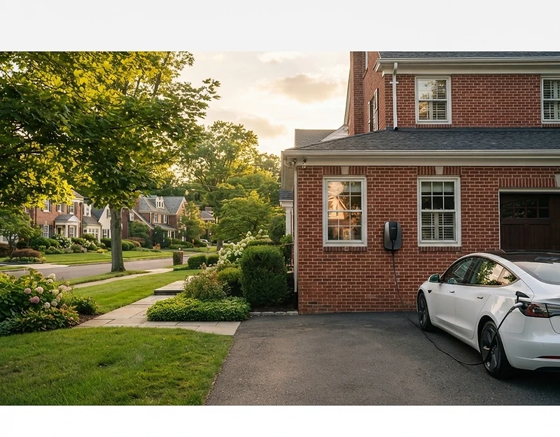 Home EV charging station installed at a New Jersey home
