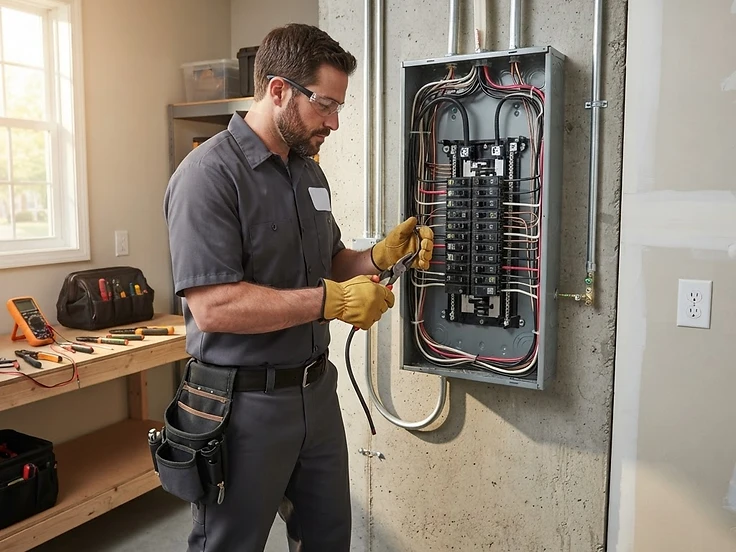 New 200-amp electrical service panel installation