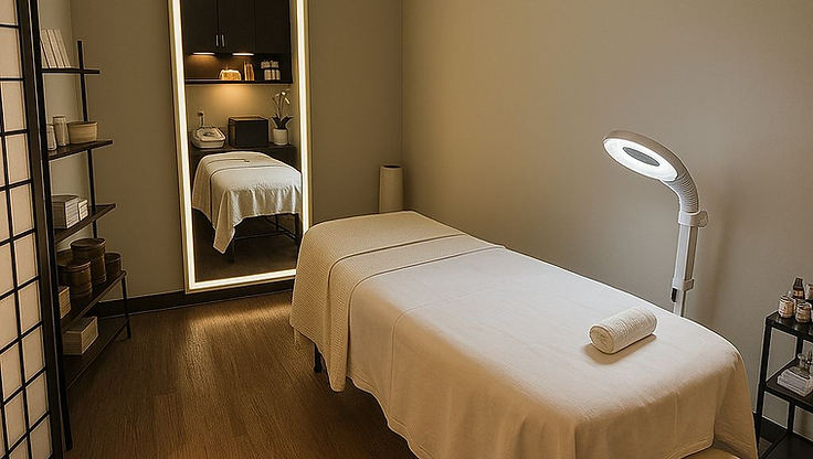 Facial treatment room at La Lueur Beauty & Spa