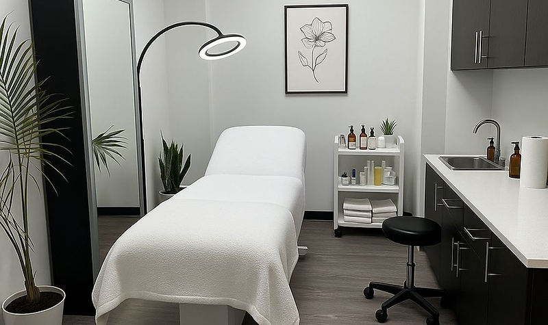 Bright treatment room at La Lueur Beauty & Spa
