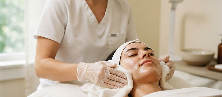 Editorial depiction of professional facial skincare