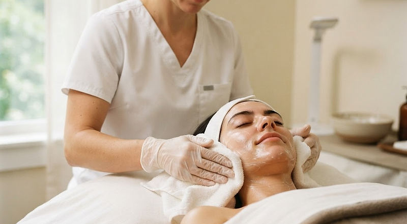Editorial depiction of a client receiving La Lueur's signature facial