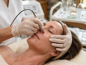 Editorial depiction of a client receiving microdermabrasion