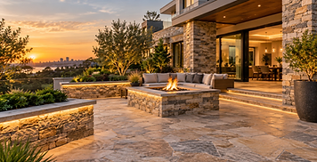 Residential stonework and outdoor entertaining area