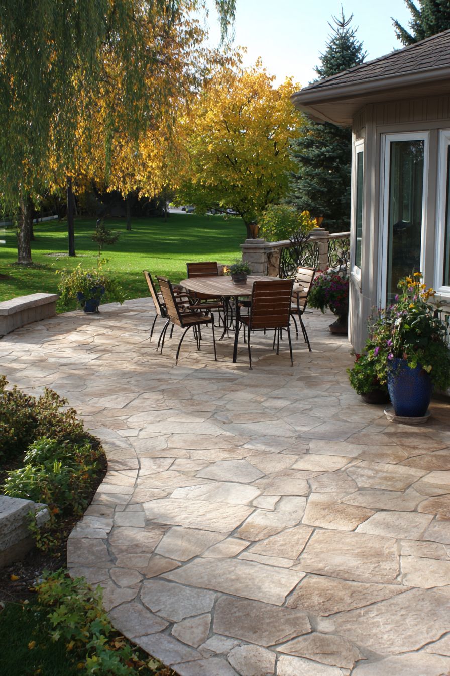 Natural stone patio and walkway inspiration