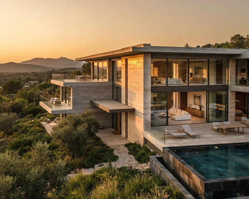 Villa di lusso al tramonto