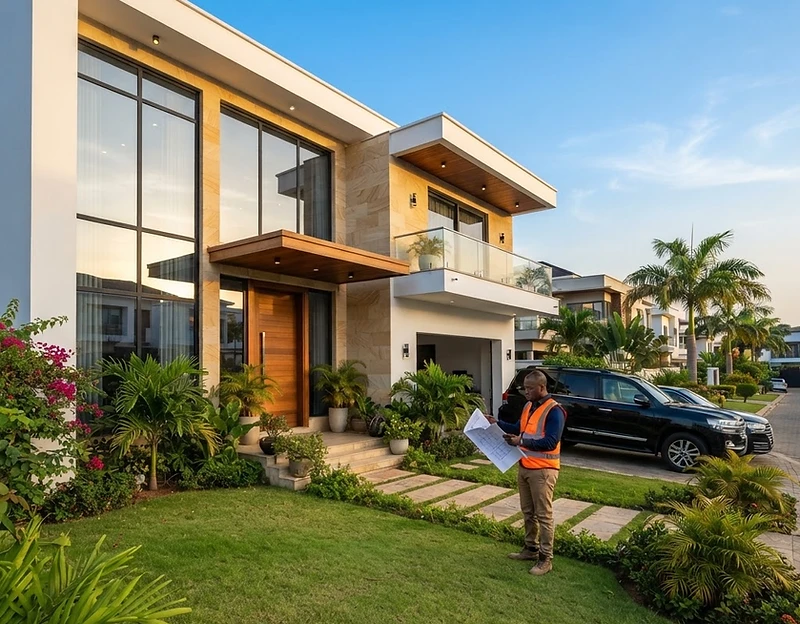 Modern Ghanaian home with professional home-improvement work in progress