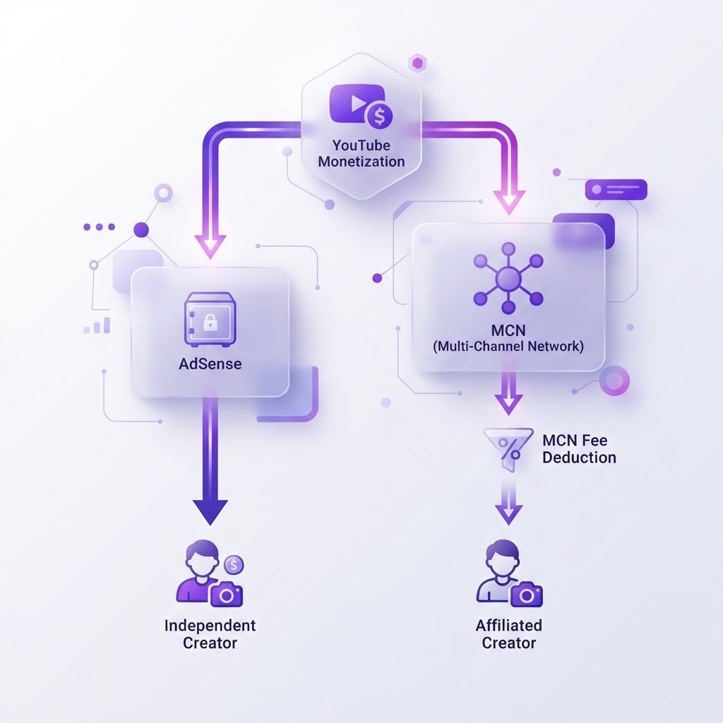 نمودار جریان درآمد یوتیوب از ادسنس و MCN