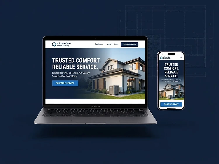 Professional contractor website displayed on desktop and mobile devices