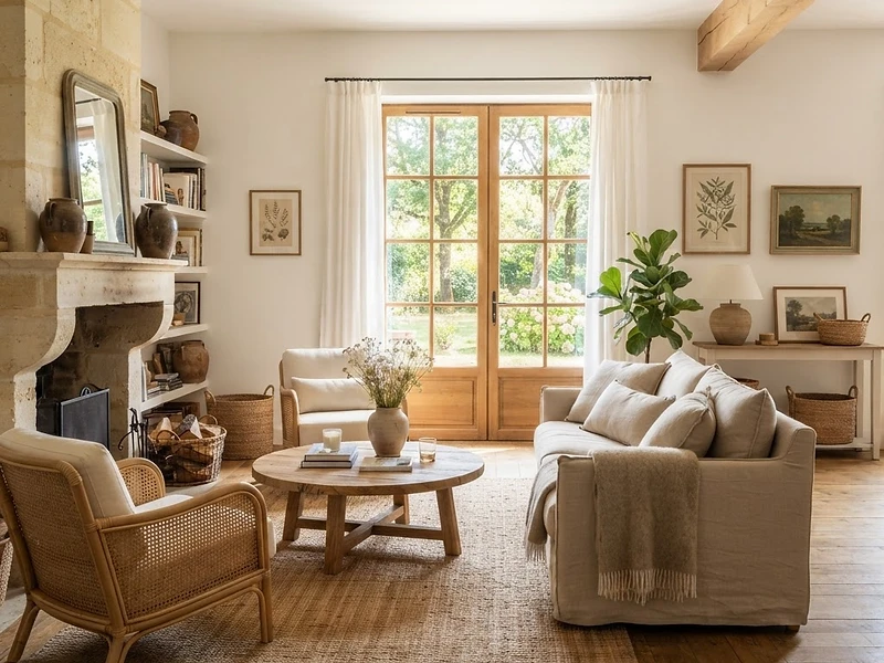 Salon fraîchement peint dans une maison landaise lumineuse