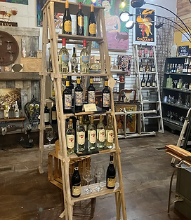 Wine bottles on a display ladder