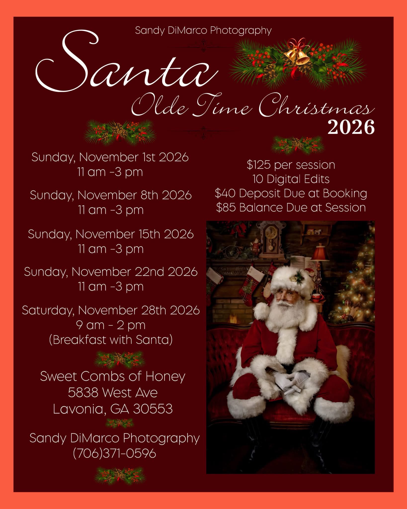 Santa Olde Time Christmas photography event flyer