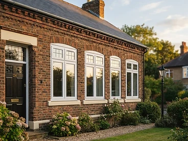 A row of clear double glazed windows after the units were replaced