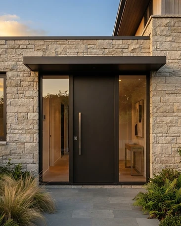 Smarts Signature aluminium entrance door in Dark Bronze supplied and installed by Luminous Glazing