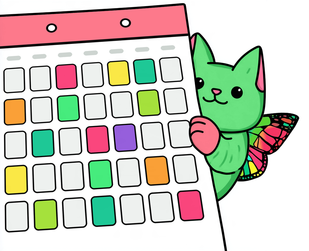 BUCCAT holding a calendar with coloured mood days