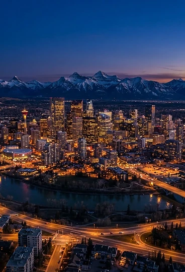 Calgary skyline at dusk