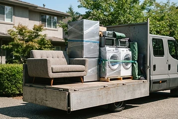 Sofa and appliances ready for household item removal