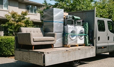 Sofa and appliances ready for household item removal