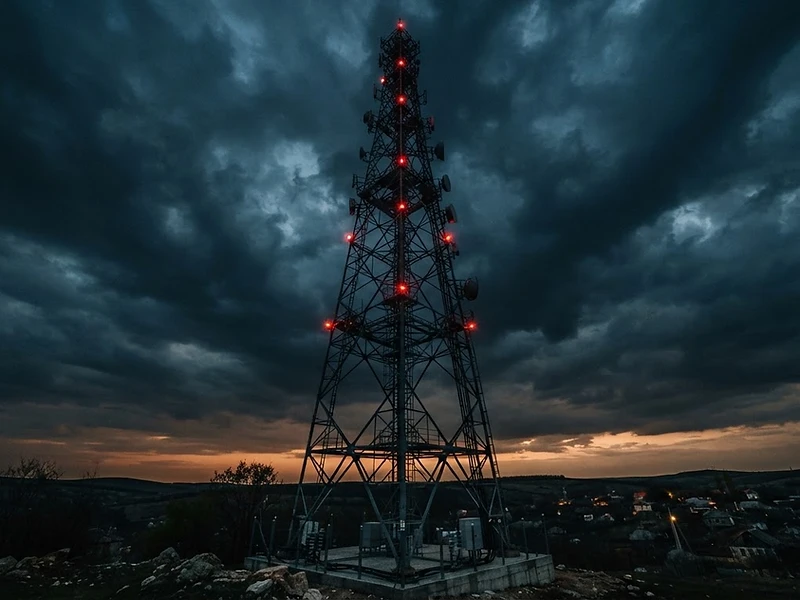 Broadcast tower at dusk
