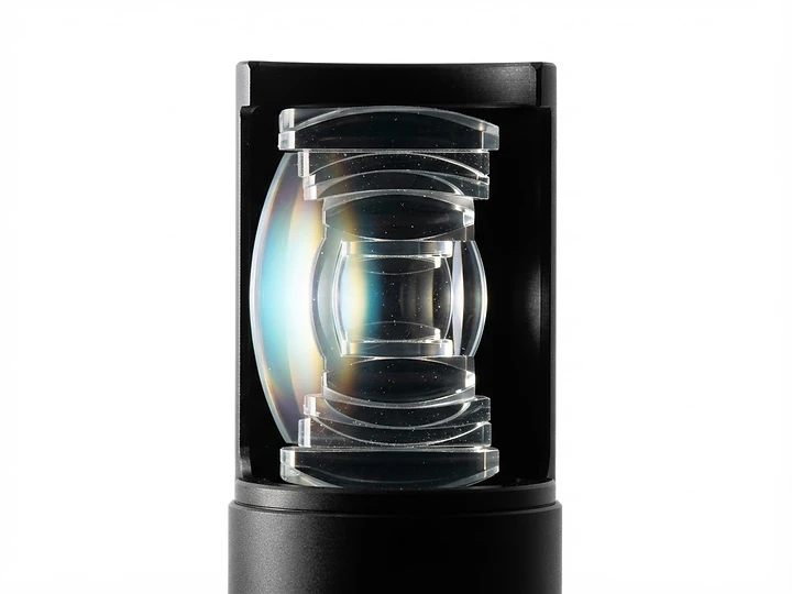 Macro cross-section of optical glass lens elements