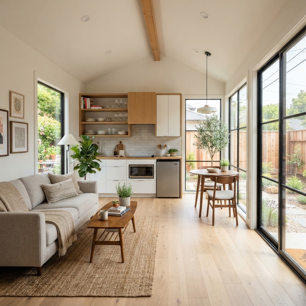 ADU interior with kitchenette