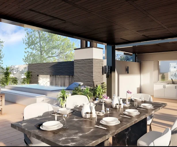 Poolside guest house