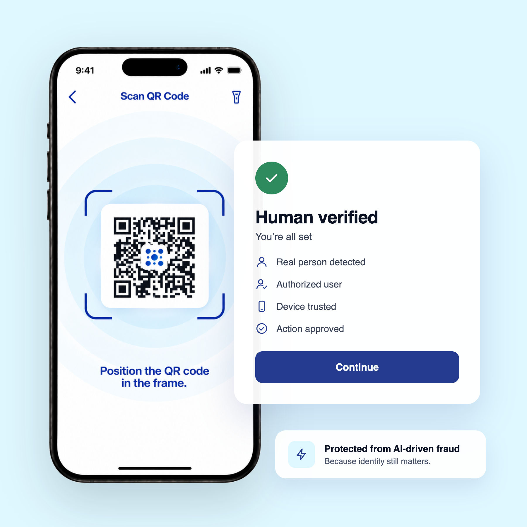 Circle human verification — scan QR code and get a Human verified result on a phone