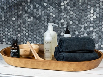 Organethic Pure Care detoxifying lotion and wooden treatment tray