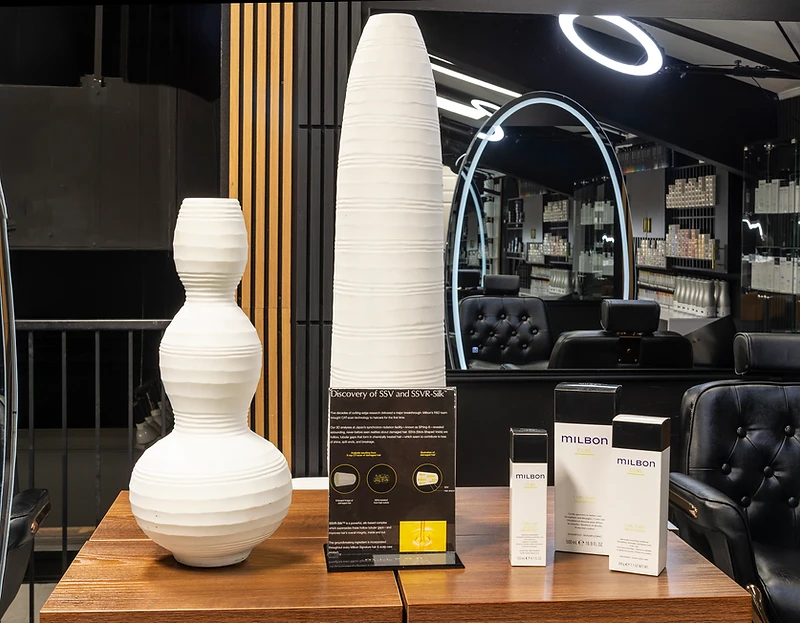 Atelier display with Milbon products