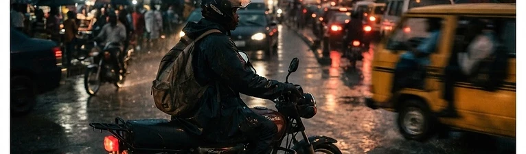 A courier on a motorcycle in Lagos