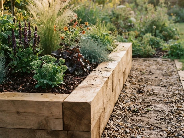 Sleeper raised bed and planting detail