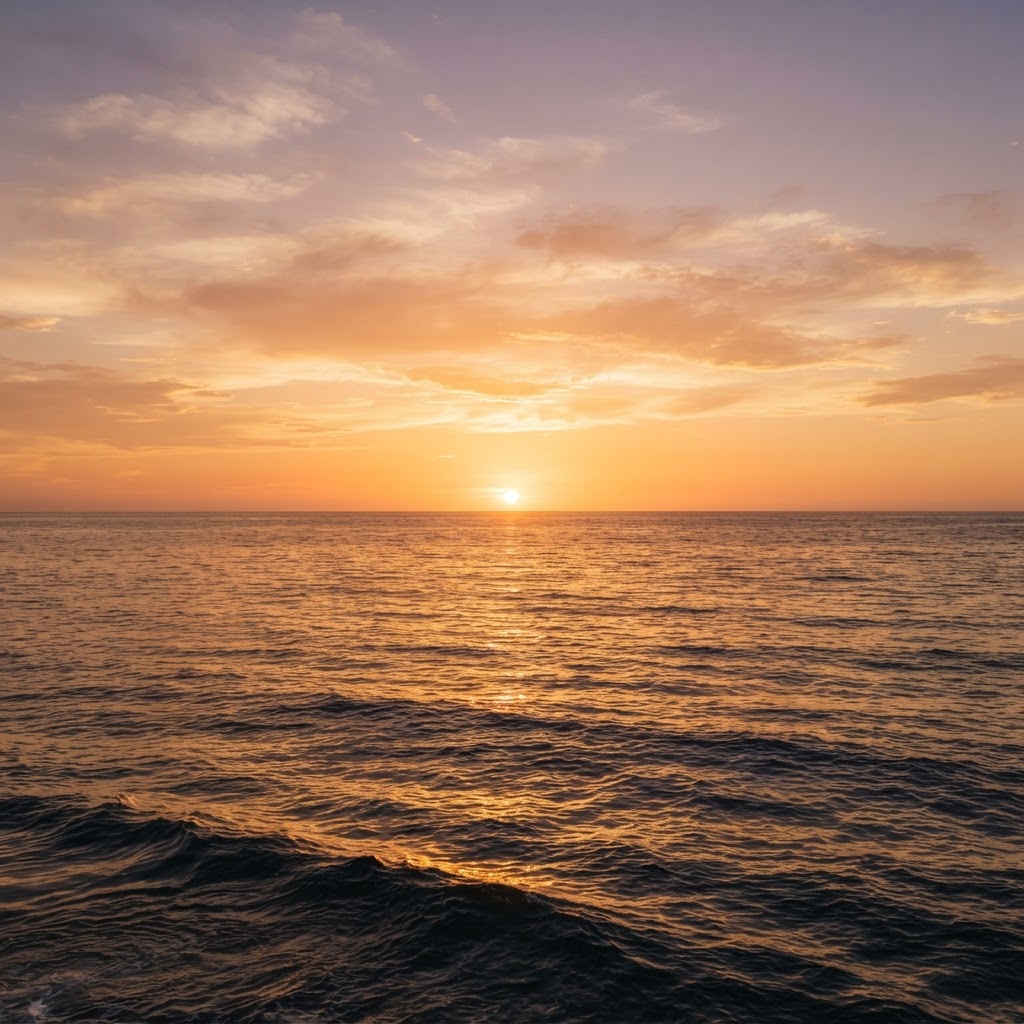 Warm golden sunset over the open ocean