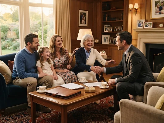 Multi-generational family with their advisor