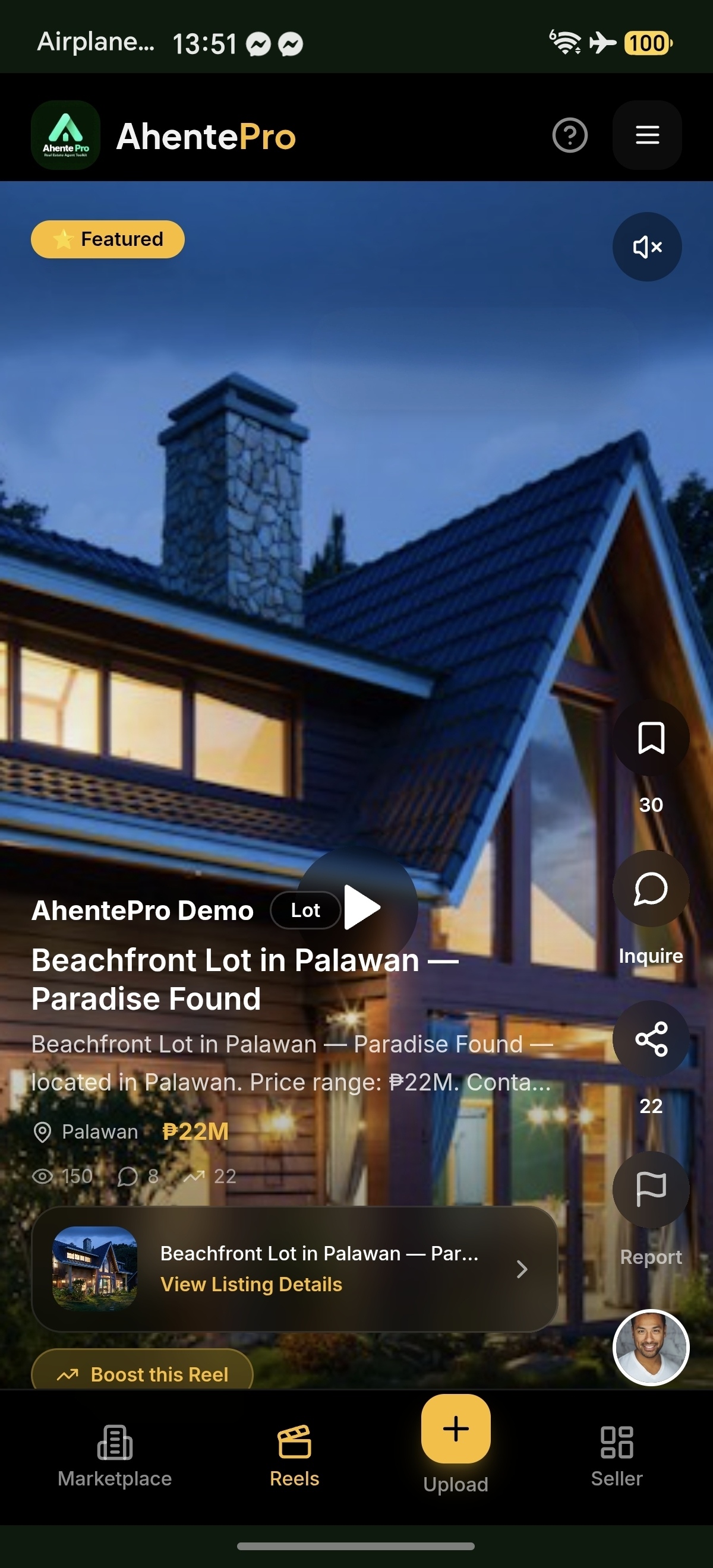 Property Reels Video app screen