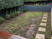 Outdoor space before lawn transformation